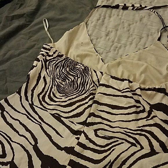 Animal Print Brown and Cream Halter Dress - Picture 5 of 6